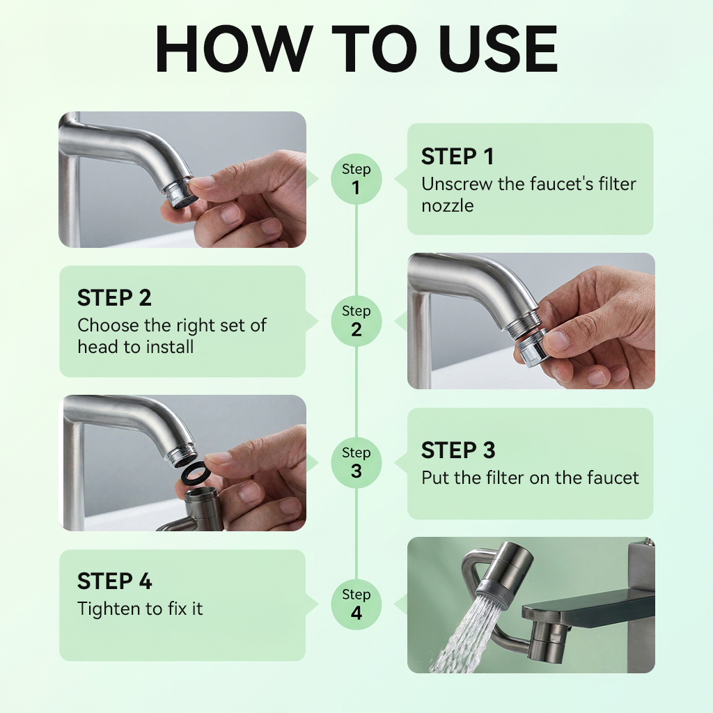 1440° All-Angle No Dead Zone Rotating Faucet Extender – ✨Dual Water Modes