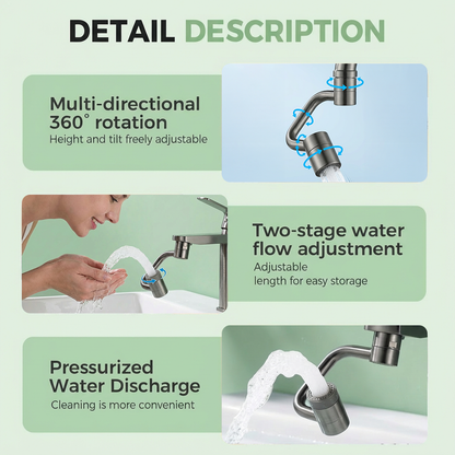 1440° All-Angle No Dead Zone Rotating Faucet Extender – ✨Dual Water Modes