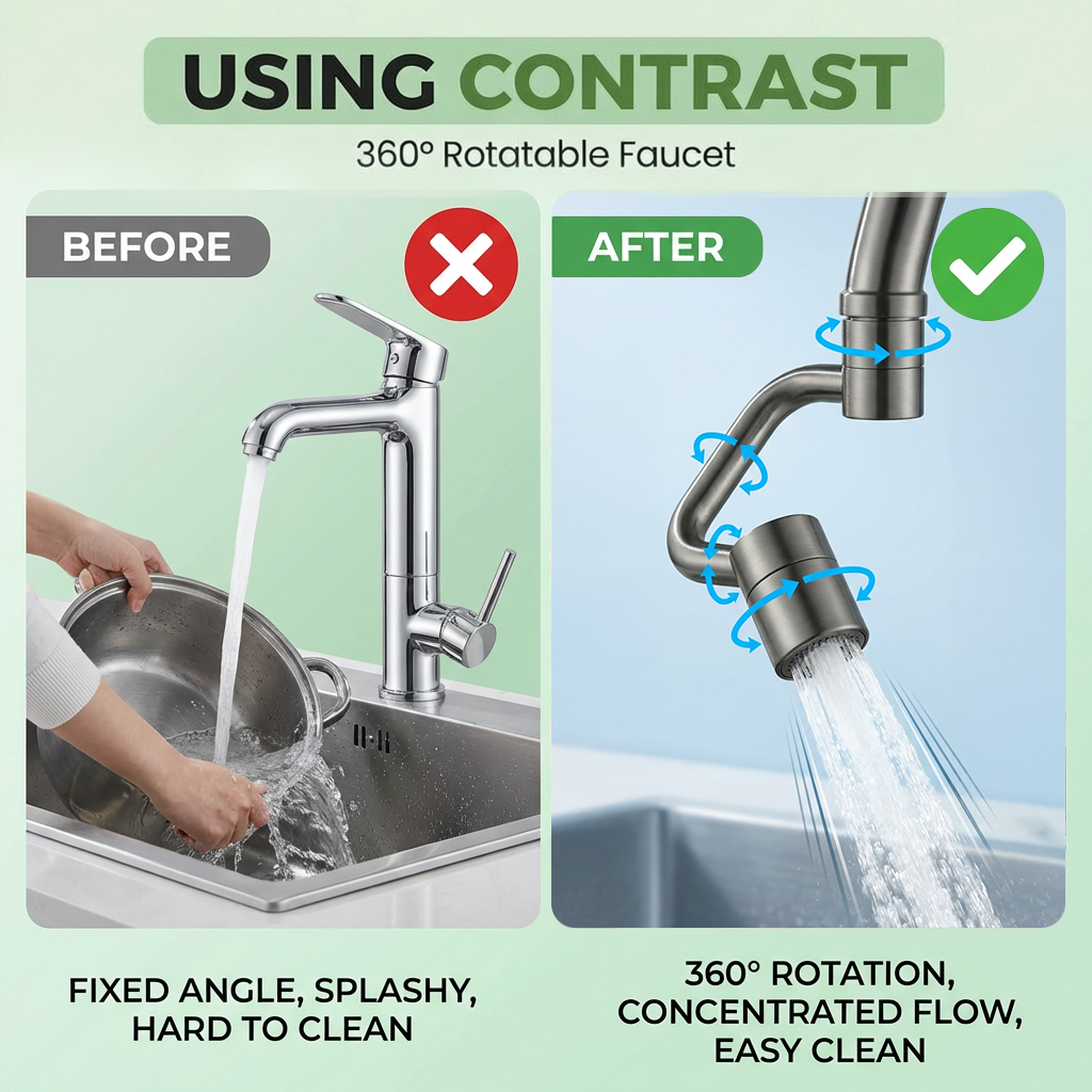 1440° All-Angle No Dead Zone Rotating Faucet Extender – ✨Dual Water Modes