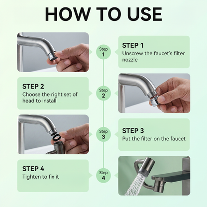 1440° All-Angle No Dead Zone Rotating Faucet Extender – ✨Dual Water Modes